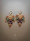 Bohemian macrame earrings with Amethyst & Tiger's eye pearls, Dreamcatcher earrings