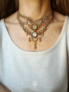 Tribal macrame choker necklace with Moonstone & Prehnite, Unique macrame jewelry