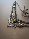Tiger's eye macrame necklace with cultured pearls, Bohemian choker