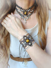 New macrame bracelet with Tiger's eye & cultured pearls, Elegant party-cuff