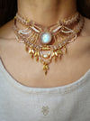 New bohemian chic macrame necklace, Moonstone party-choker necklace
