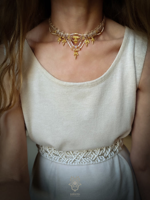 New small macrame choker necklace, Festival tribal choker