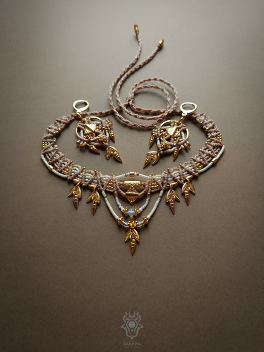 New small macrame choker necklace, Festival tribal choker