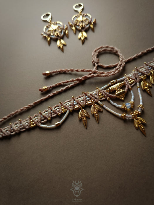New small macrame choker necklace, Festival tribal choker