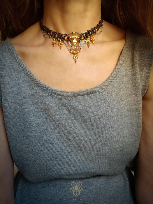 New small festival choker necklace, Native jewel design with charms
