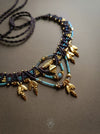 Small festival choker necklace, Tribal macrame necklace with charms