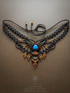 Labradorite macrame necklace with charms, Bohemian festival choker