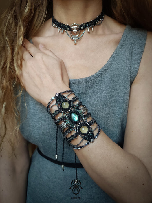 New bohemian chic choker necklace, Small native necklace with drops