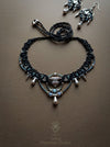 Tribal macrame choker necklace, Small necklace with drops