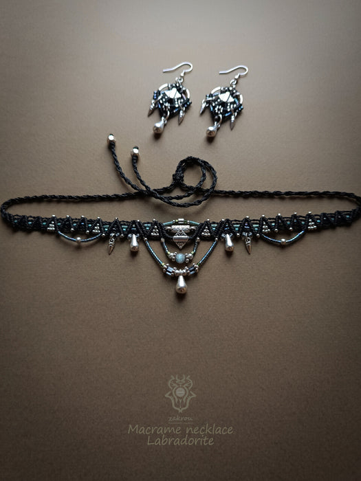 New bohemian chic choker necklace, Small native necklace with drops