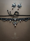 Bohemian chic choker necklace, Small macrame necklace with drops