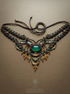 Bohemian chic macrame necklace, Emerald Agate festival-choker necklace