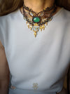 Bohemian macrame necklace, Emerald Agate festival-choker necklace