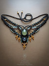 New Prehnite & Chalcedony macrame tribal necklace, Ethnic macrame party choker