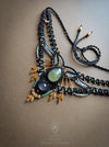 New Prehnite & Chalcedony macrame necklace, Festival macrame choker